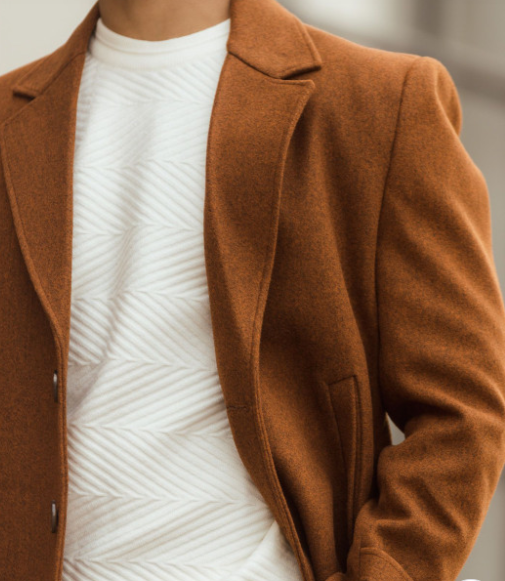 JAVINISHKA Men Wool Single-Breasted Long Coat